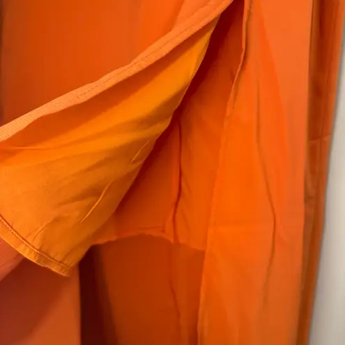 Womens High Waisted Chiffon Flowy Vintage Skirts Side Split Maxi Bottom Orange Size L