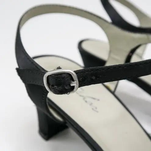 Metaphor Vintage Y2K Black Satin Rhinestone Heels