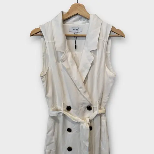 Reiss Mariah Linen Blend Belted Button Midi Dress Size US/6