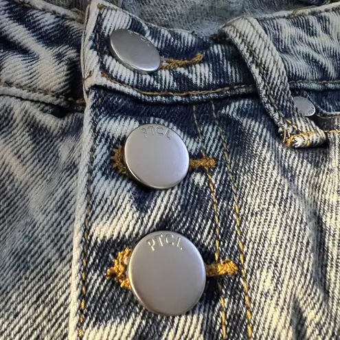 PTCL Acacia High Rise Mom Jean Button Fly Distressed Acid Wash Sz 27 Blue