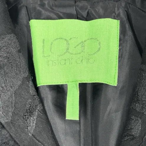 LOGO By Lori Goldstein Logo Lori Goldstein Blazer Womens 4 Black Dark Floral Chiffon Ruffle Witchy Goth