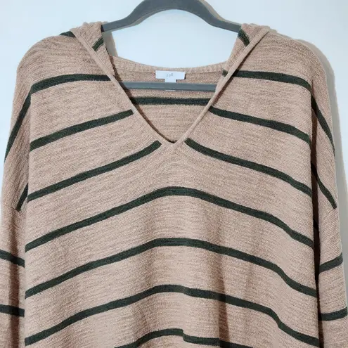 J. Jill Peach and Green Oversized Striped Hoodie Pullover Size XL