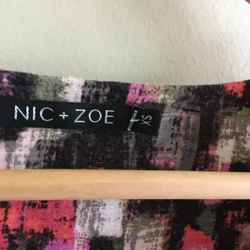 Nic+Zoe Faux Wrap Tunic Top 3/4 Sleeve Jersey Knit