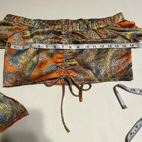 Nasty Gal  The Price You Paisley Womens Size 6 Multicolored Long Sleeve Crop Top‎