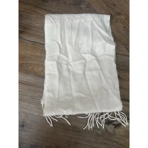 Charter Club 100% Cashmere Ivory Cream Fringe Scarf Women 10x62" One Size