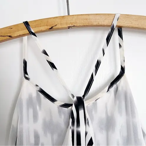 Marie France Van Damme • silk halter maxi dress cream black silk ikat print Size 14