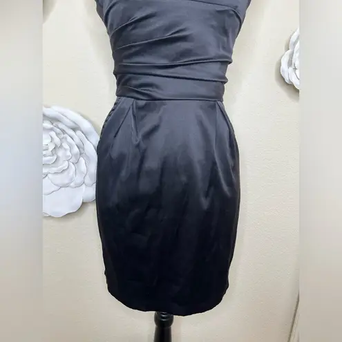 Pompous Girly Black Strapless Satin Retro Style Cocktail Dress Size 5