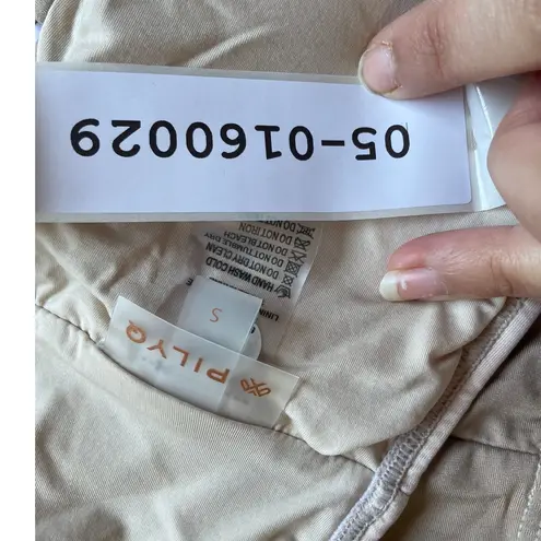 PQ Swim Bikini Top Womens Small Grey Cream Two Tone Bandeau Bikini Halter Tie Gray