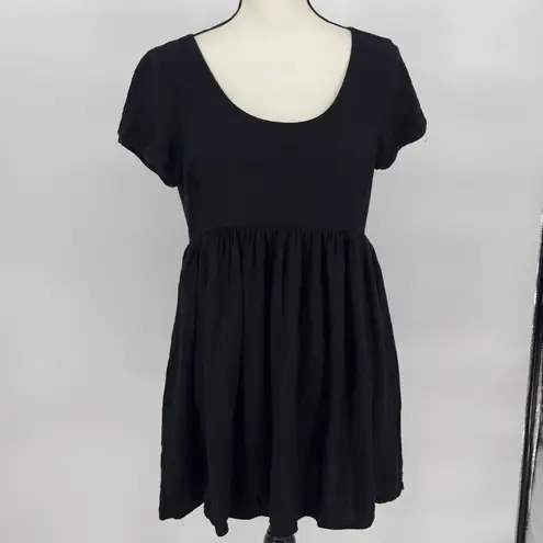 Talula Aritzia Womens Solid Black Short Sleeve 100% Cotton Dress Lined Medium