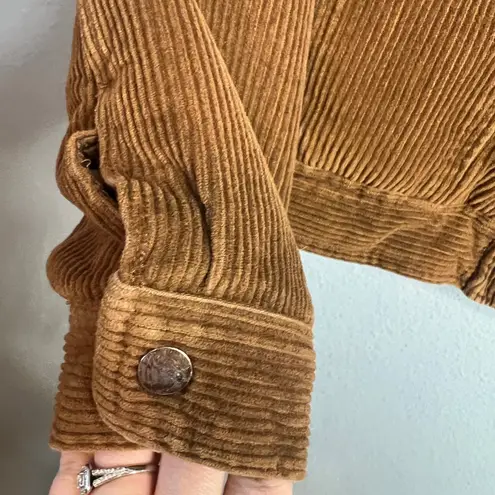 Me Jane Corduroy Jacket Size M Brown Sherpa Lined Snap Button Up Coat