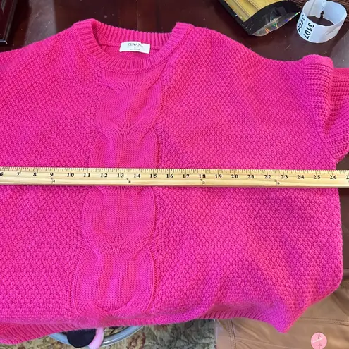 Zenana Outfitters Sweater Womens L Pink Chunky Cable Knit Pullover Sweater Crew Neck