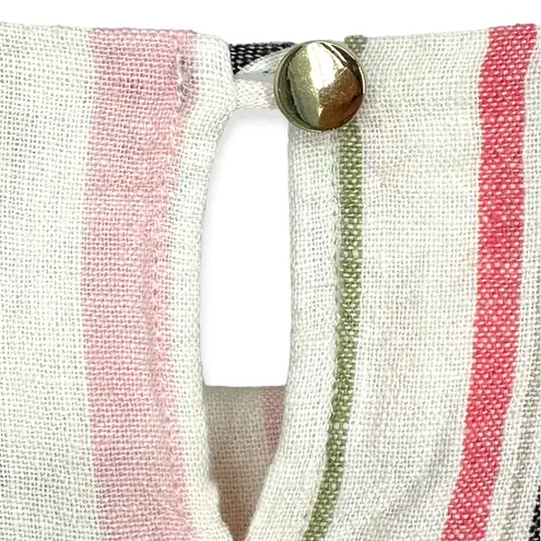 Andrew Marc MARC New York | XL | Linen Blend Multi-Color Stripe Puff Sleeve Popover Blouse thumbnail 5