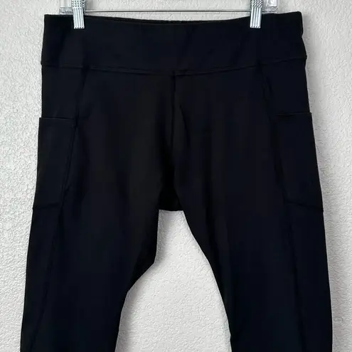 Pact Organic Cotton Black Side Pockets Cropped Leggings, Size XL