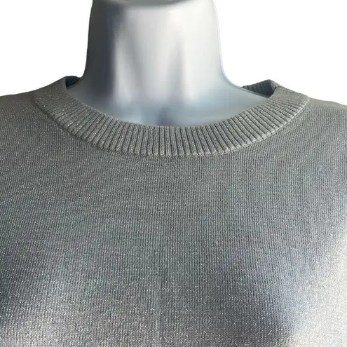 Nine West  Womens Medium Pullover Sweater Gray Metallic Long Sleeve Crewneck