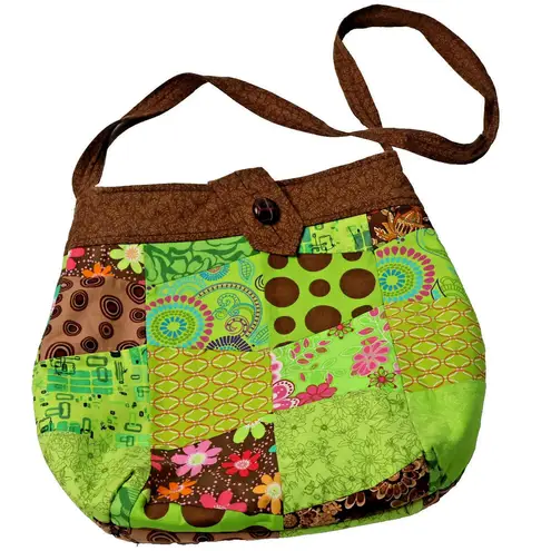 Patchwork Bag Purse Earthy Colors Prints Hippie Boho Crossbody Y2K Fairy Green