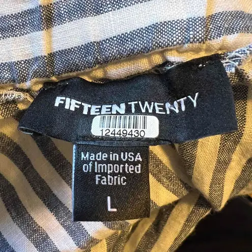 Fifteen Twenty FIFTEEN-TWENTY Skort Shorts White Blue Striped Wrap Linen Woven Large