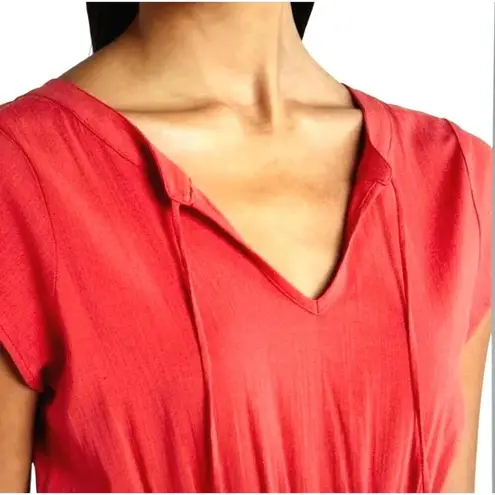 Market & Spruce Neriah Smocked A Line Dress Coral/Red XSP