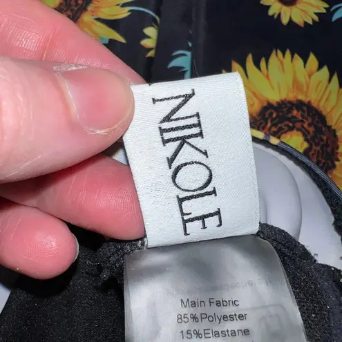 Hanna Nikole Womens Swimsuit Dress Sunflower Print Asymmetrical Hem Blue Yellow Size 18W