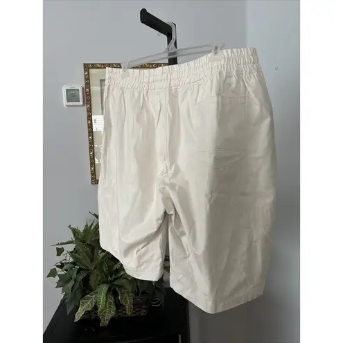 Makobi Shorts PU Beige 4XL Drawstring And Elastic Waist Pocket With Zipper Size 4X - Image 3