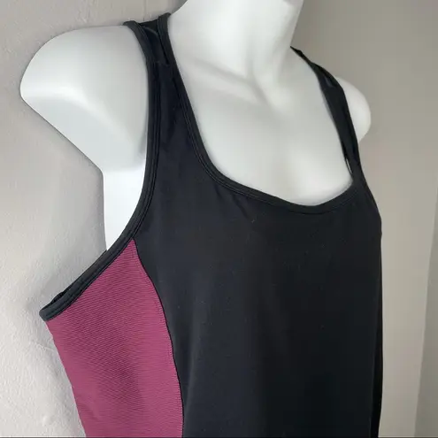 LUCY Burgundy Black Workout Yoga Athletic Mesh Tank Top Size undefined