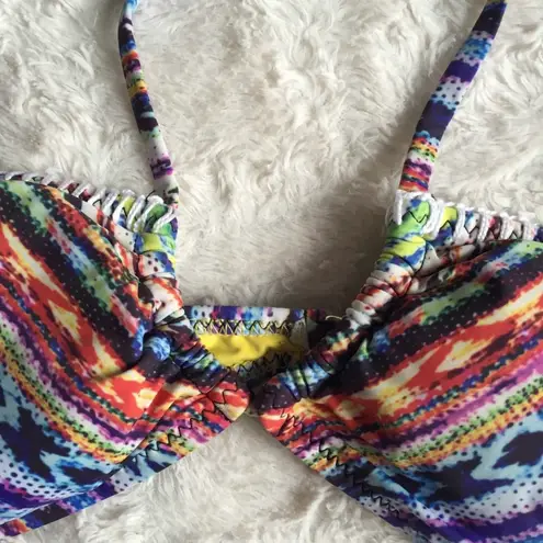 Ale By Alessandra Multicolor Tribal Beach Blanket Halter Bandeau Bikini Top NEW