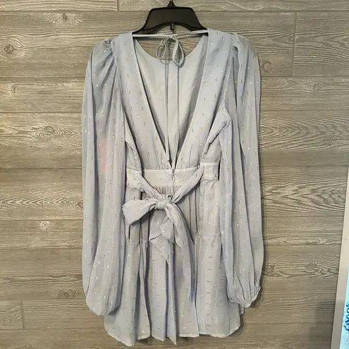 Nation Ltd LDT Goddess Clip-Dot Minidress size 4 NWT Blue gold silver