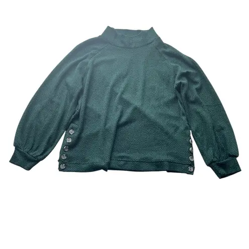 Como Blu Turtleneck Knit top Green black size Large Balloon sleeve mock neck