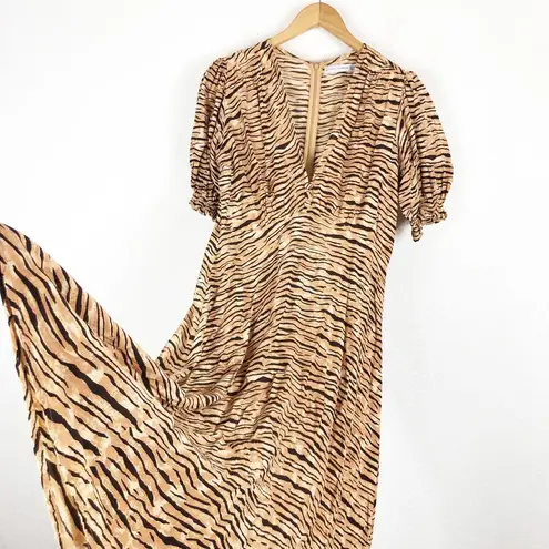 Faithfull the Brand Marie Louise Midi Dress Medium Wyldie Tiger Animal Print