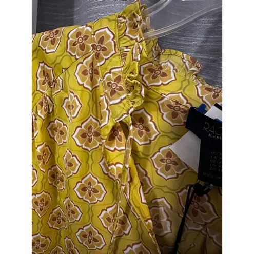 Rachel Roy Women's XL Mustard Yellow Brown Patterned Long Sleeve Blouse