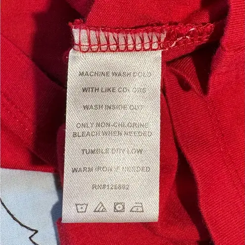 ACACIA Drape Front Bamboo Blend Asian Print Tee Shirt Swim Cover Dress ~Medium Red