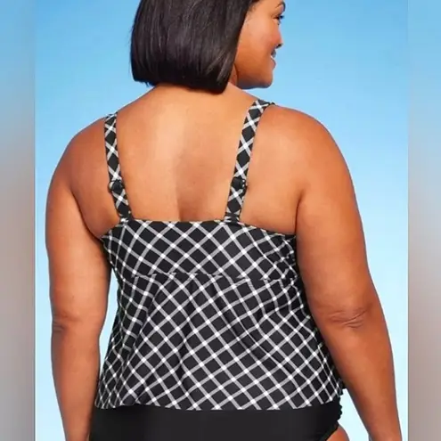 Kona Sol Women’s Cropped Tankini Top Plus Size 2X Gingham