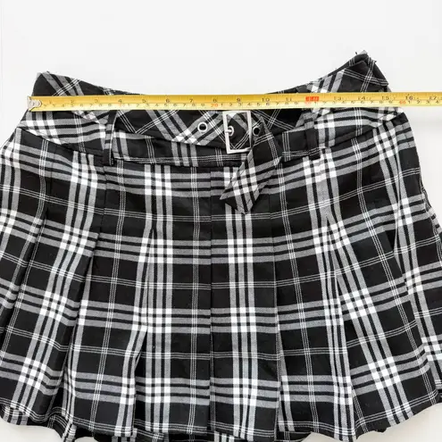 Y2K Cosmic Aura Womens Plaid Mini Skirt Size M Black White Pleated Grunge Punk Size M