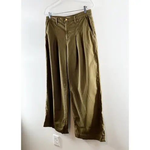 L'Agence Jayce High Rise Pleated Chino Wide Leg Pants Green 29 / 8