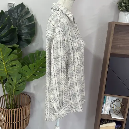 IRO Paris tweed open front shirt jacket with pearl snap buttons