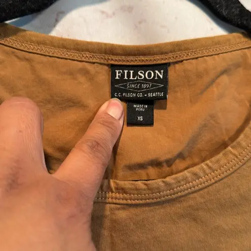 Filson Shirt Womens XS Casual Tan Caramel Crewneck Short Sleeve Basic Tee