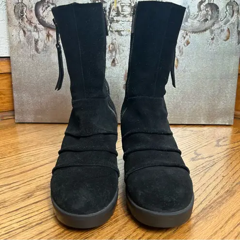 BUSSOLA | Bucharest Black Suede Chunky Heel Platform Boots Size 39/8.5