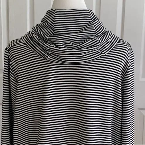 Lauren Ralph Lauren Top Sweater Black White Stripe Loose Cowl Neck XL