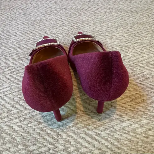 Badgley Mischka Cher Crystal Embellished Velvet Burgundy Pumps | Size 8.5