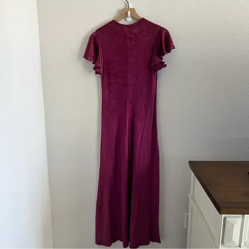 Vintage Corky Craig California Maroon Velour Dress Maxi Small