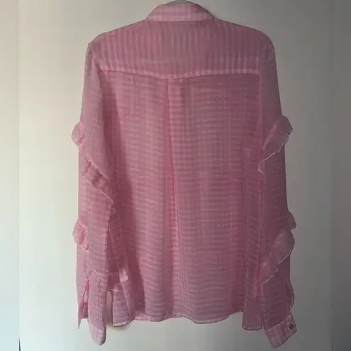 Glamorous tall gingham ruffle blouse pink