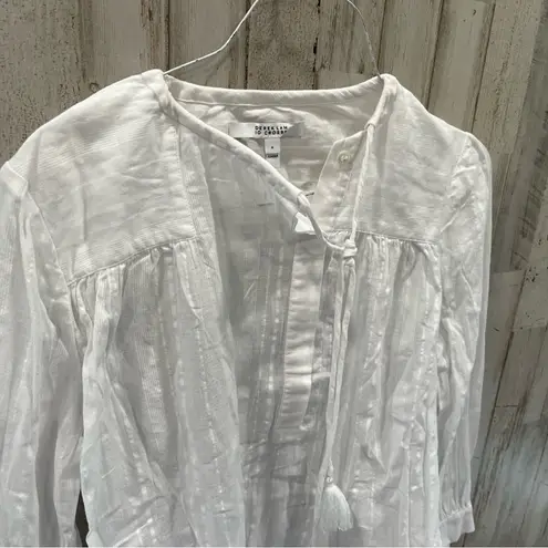 Derek Lam 10 Crosby White Blouse Tassel Tie Beach 100% Cotton