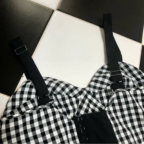 Tome Collective Gingham Bustier Strappy Top Crop Top Black White Checkered Top 8