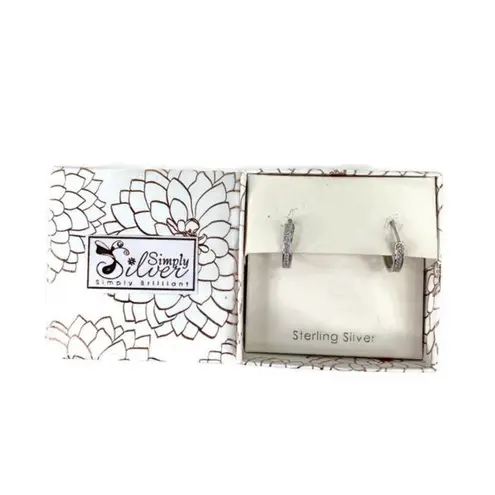 Sterling Silver Studded .925  Huggie Hoop Earrings