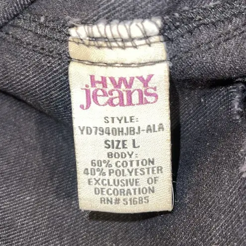 HWY Jeans Button Front Distressed Raw Cut Off Denim Trucker Vest Black Large