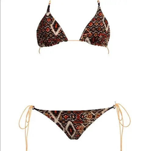 LEZARD BATIK CAVIAR PRINT BIKINI SET 2 pieces NWOT Black Size XS