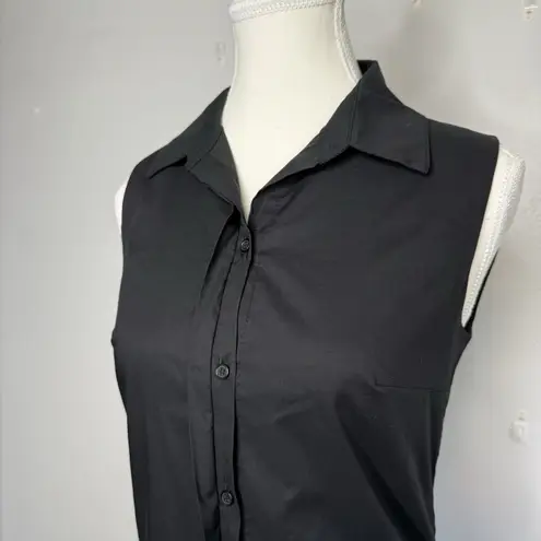 Bailey 44 Black Sleeveless Faux Leather Hem Shift Dress – XS Made in USA