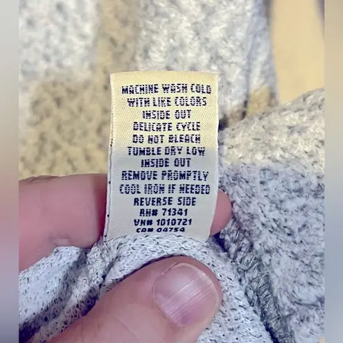 LL Bean Heritage Marled Fleece Shawl Collar Pullover Small Grey Cream Cozy EUC Gray