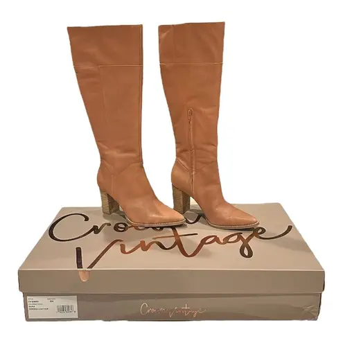 Crown Vintage Emira Odessa Leather Knee High Boots Woman’s Size Size 8 Tan