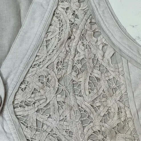 Coldwater Creek Lagenlook Taupe Beige Linen Cotton Crochet Vest Sz 10