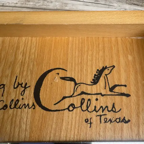 VTG Enid Collins of Texas Wooden Box Purse Bejeweled Flower Power Orange Artsy Brown